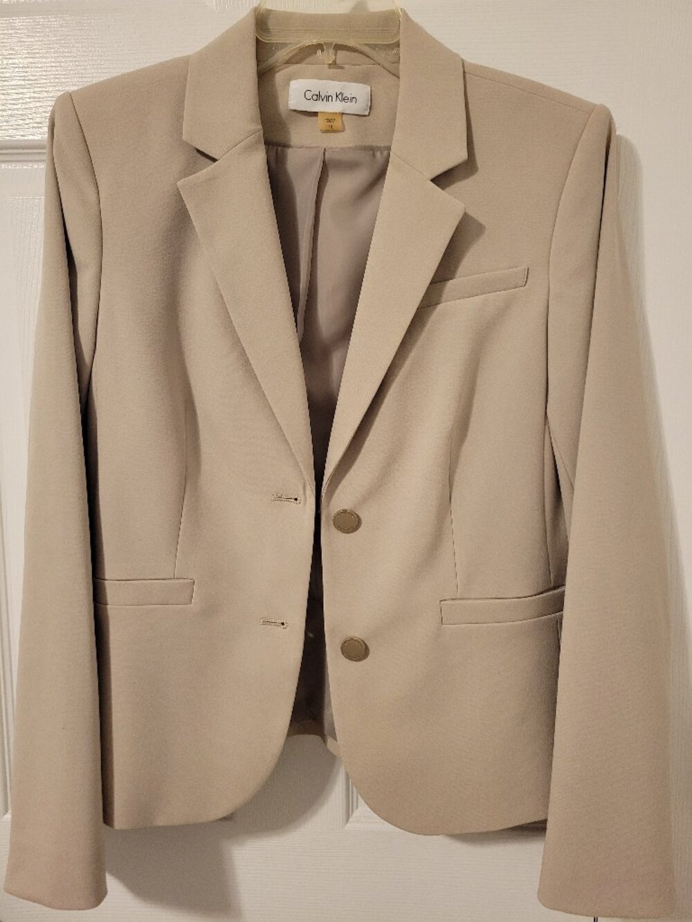 NWT Calvin Klein Khaki Beige 2-Button Tailored Blazer Jacket 10